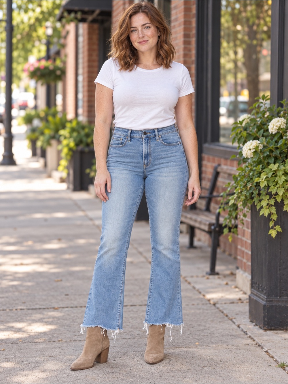 Athleta Light Blue High-Rise Flare Jeans